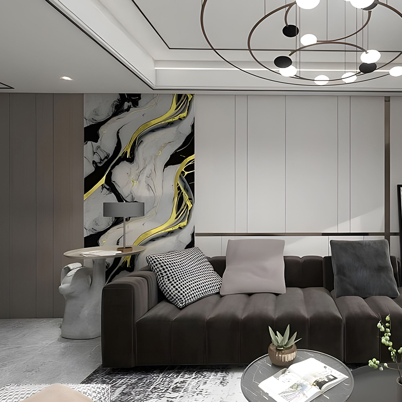 Mạ vàng Phong cách Mực Phòng ngủ Nền Tường Trang trí Phim Chuyển PET