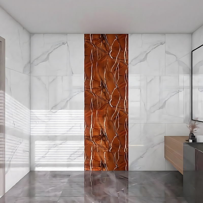Rainforest Brown Kết cấu phòng tắm Backsplash Trang trí Phim truyền nhiệt PET